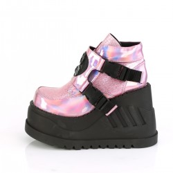 Stomp Pink Hologram Wedge Ankle Boots