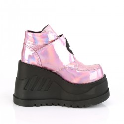 Stomp Pink Hologram Wedge Ankle Boots