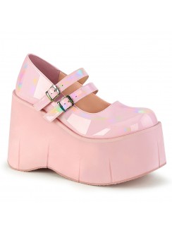 Kera Pink Hologram Mary Jane Double Strap Pump