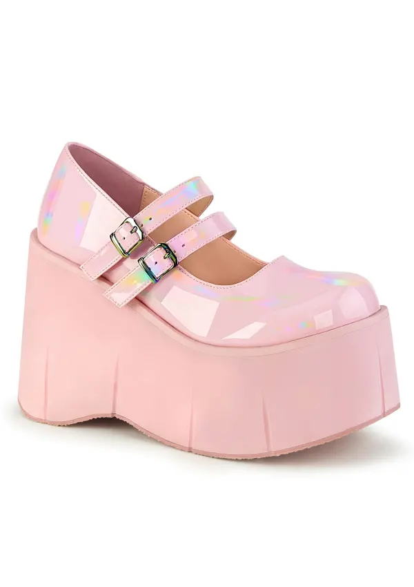 Kera Pink Hologram Mary Jane Double Strap Pump