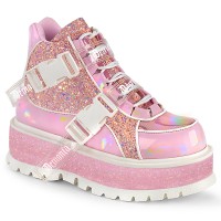 Slacker Pink Hologram Glitter Womens Ankle Boots