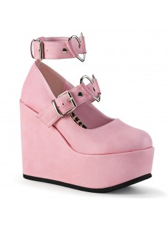 Poison Heart Pink Gothic Wedge Mary Jane