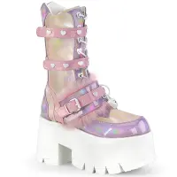 Ashes Heart Pink Mid-Calf Platform Boots