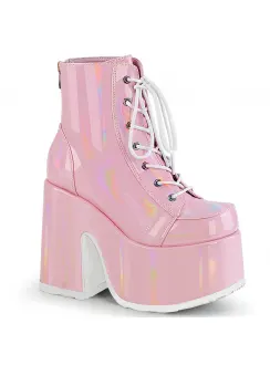 Pink Hologram Chunky Platform Ankle Boots