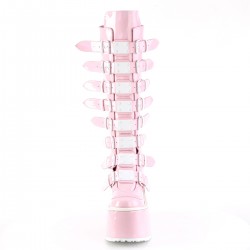 Swing Buckled Pink Hologram Womens Platform Boots