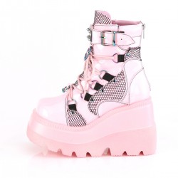 Pink Wedge Heel Shaker Ankle Boots