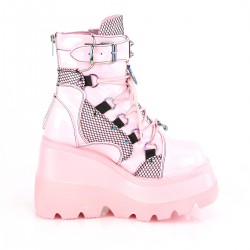 Pink Wedge Heel Shaker Ankle Boots