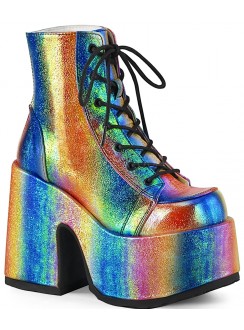 Rainbow Iridescent Chunky Platform Boots