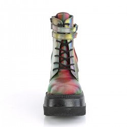 Rainbow Reflective Wedge Heel Womens Ankle Boots