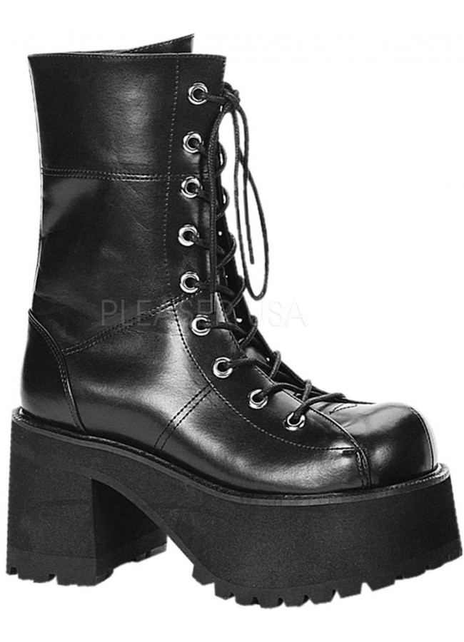 black flat buckle boots