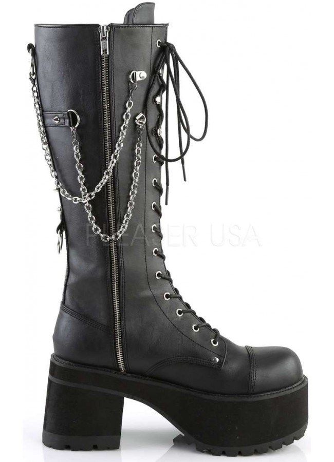 men knee high combat boots