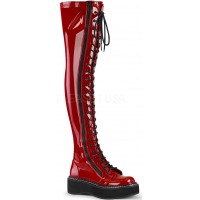 Emily Red Patent Thigh High Gothic Platform Boots