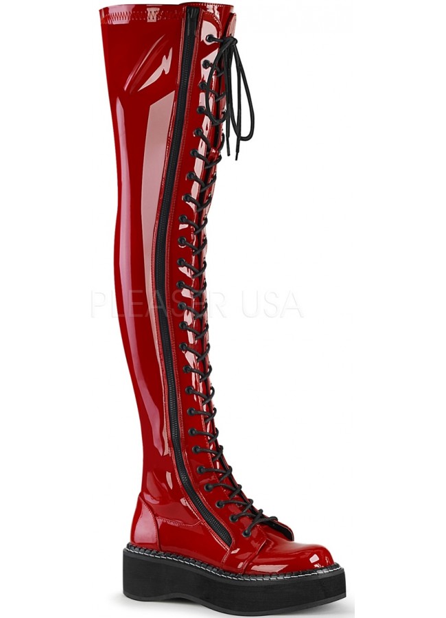 red low heel boots