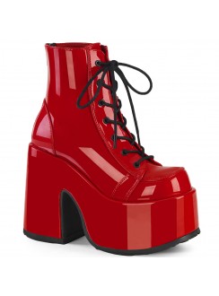 Red Chunky Platform Ankle Boots