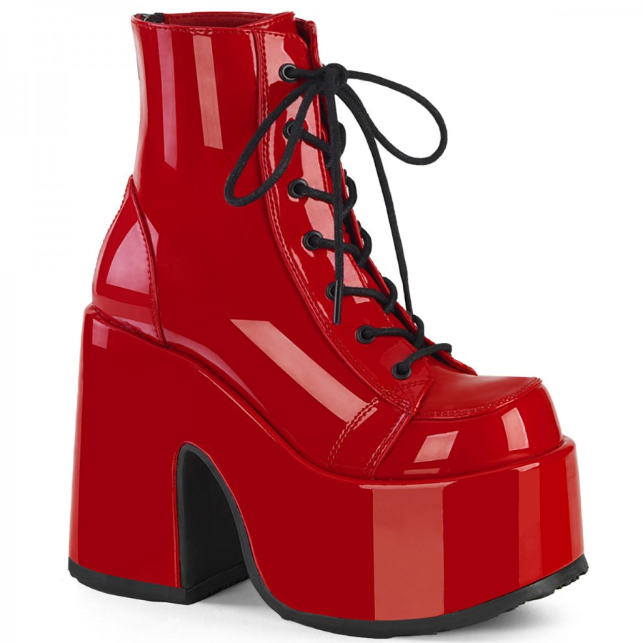 Red Chunky Platform Ankle Boots Gothic Boots for Women