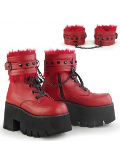 Ashes Red Hobble Boots with Removable Ankle Cuffs