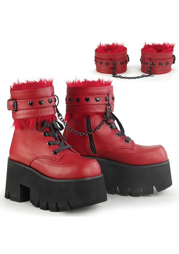 Ashes Red Hobble Boots with Removable Ankle Cuffs