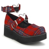 Sprite Red Plaid Heart Ring Platform Mary Jane