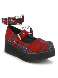 Sprite Red Plaid Heart Ring Platform Mary Jane