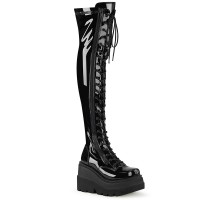 Shaker Black Patent Womens Thigh High Gothic Platform Boots