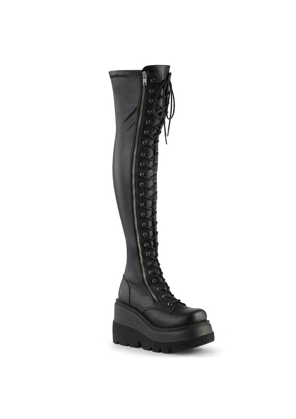 Shaker Black Womens Thigh High Gothic Platform Boots