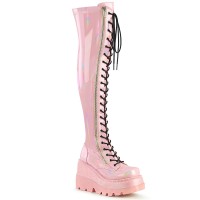 Shaker Pink Hologram Womens Thigh High Gothic Platform Boots