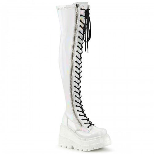 white lace thigh high boots