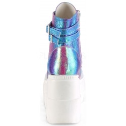 Purple Iridescent Wedge Heel Womens Ankle Boots