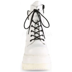 Shaker 52 White Stacked Wedge Ankle Boots