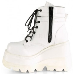 Shaker 52 White Stacked Wedge Ankle Boots