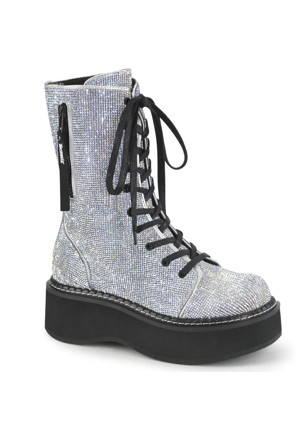 Emily Rhinestone Platform Mid-Calf Boots