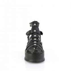 Slacker Black Platform Skull and Crossbones Gladiator Sandals