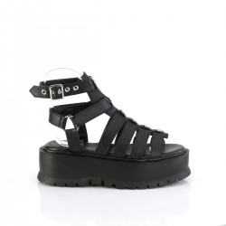 Slacker Black Platform Skull and Crossbones Gladiator Sandals