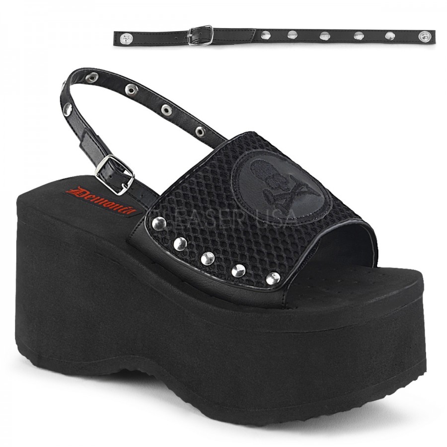Skull and Crossbone Black Platform Convertible Mule | Gothic Shoes for ...