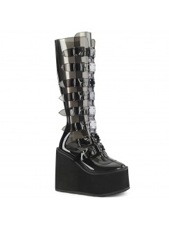 Swing Transparent Black Womens Platform Boots