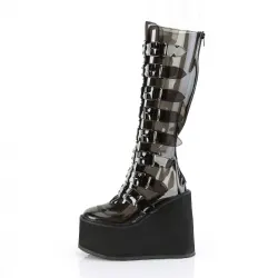 Swing Transparent Black Womens Platform Boots