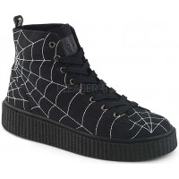 Spiderweb Black Canvas High Top Sneaker