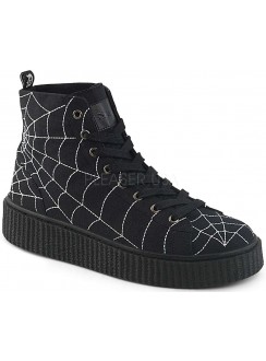 Spiderweb Black Canvas High Top Sneaker