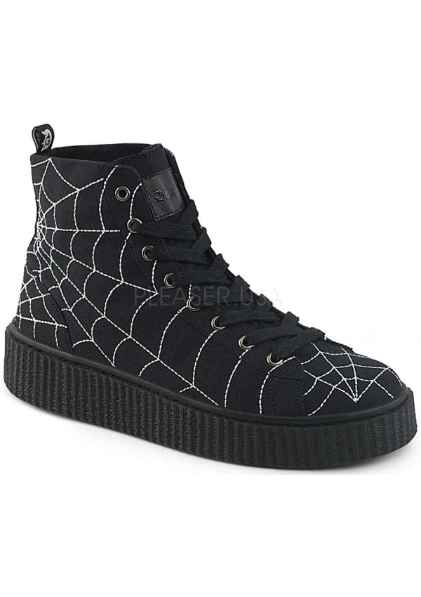 Spiderweb Black Canvas High Top Sneaker