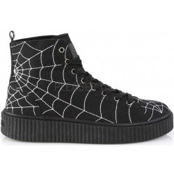 Spiderweb Black Canvas High Top Sneaker