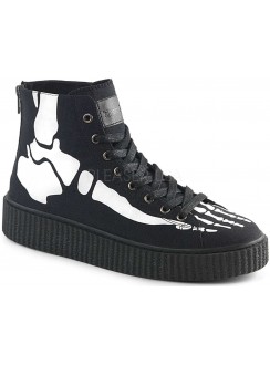 XRay Bone Print Black Canvas High Top Sneaker