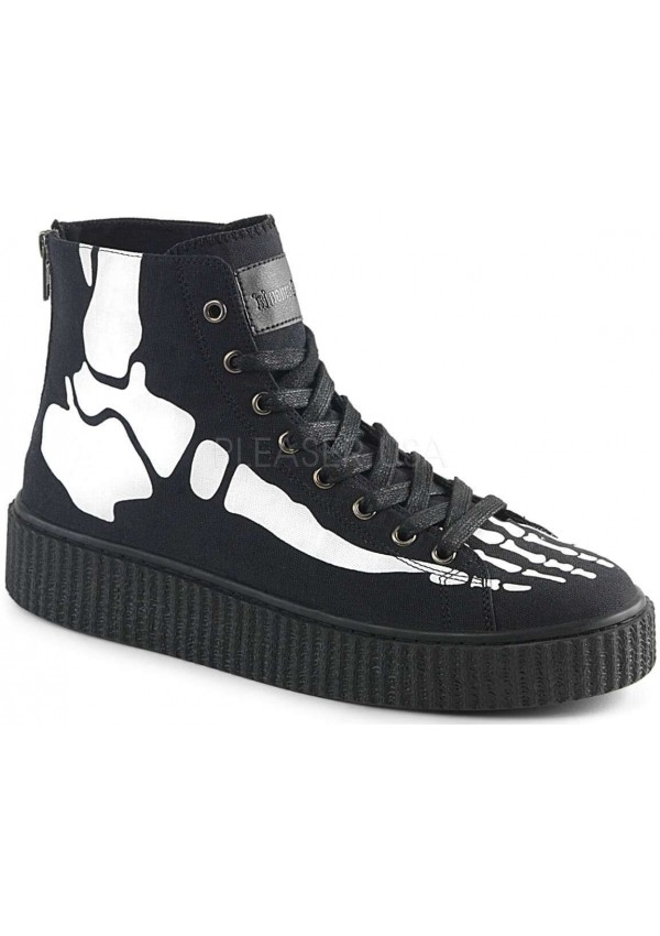 XRay Bone Print Black Canvas High Top Sneaker