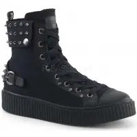 Studded Black Canvas High Top Sneaker