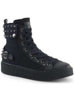 Studded Black Canvas High Top Sneaker