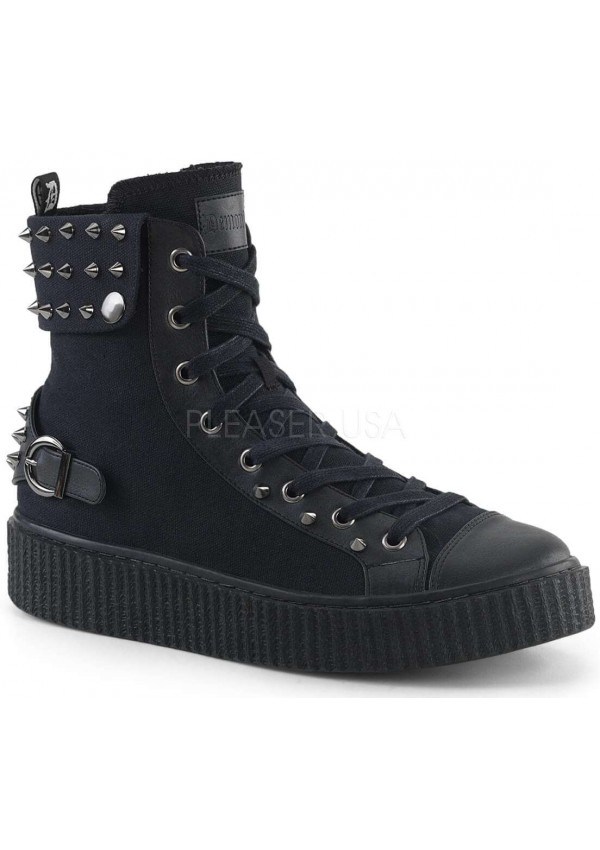 Studded Black Canvas High Top Sneaker - Unisex Gothic Sneeker