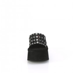 Spider Studded Black Platform Mule