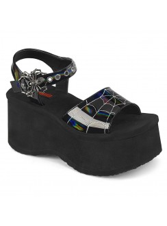 Spider Black Hologram Platform Gothic Sandal