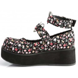 Sprite Floral Print Heart Ring Platform Mary Jane