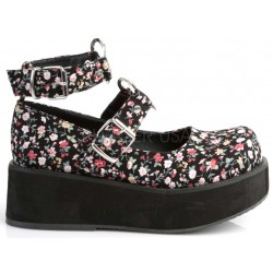 Sprite Floral Print Heart Ring Platform Mary Jane