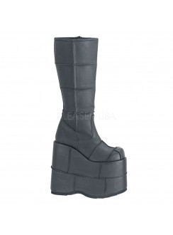 Mens Platform Patched Knee Boots